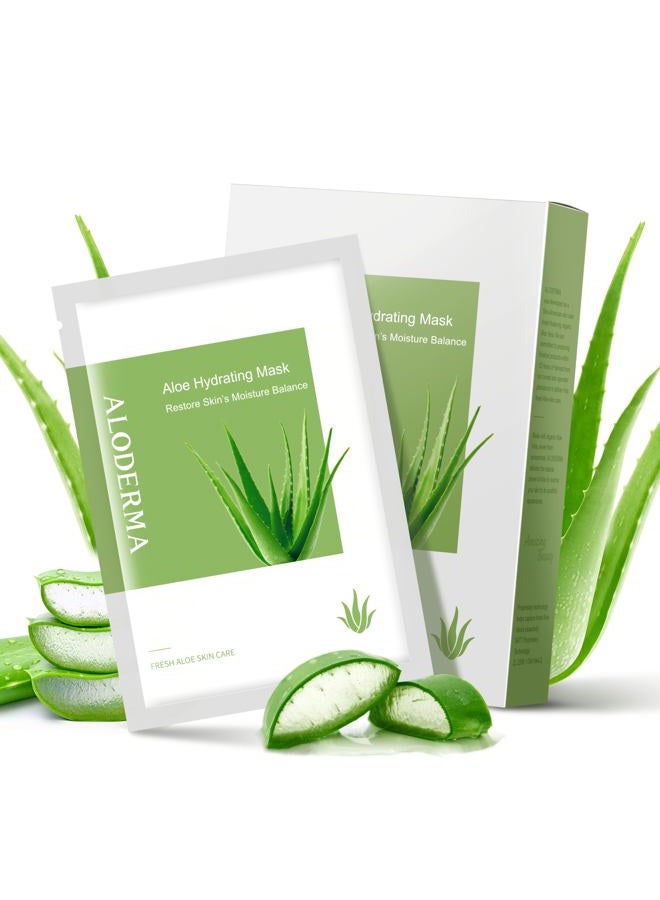 Aloderma Organic Aloe Vera Face Masks - Deep Hydration, Nourishing, Unisex, Skin Treatment, 5 pcs - Image 1